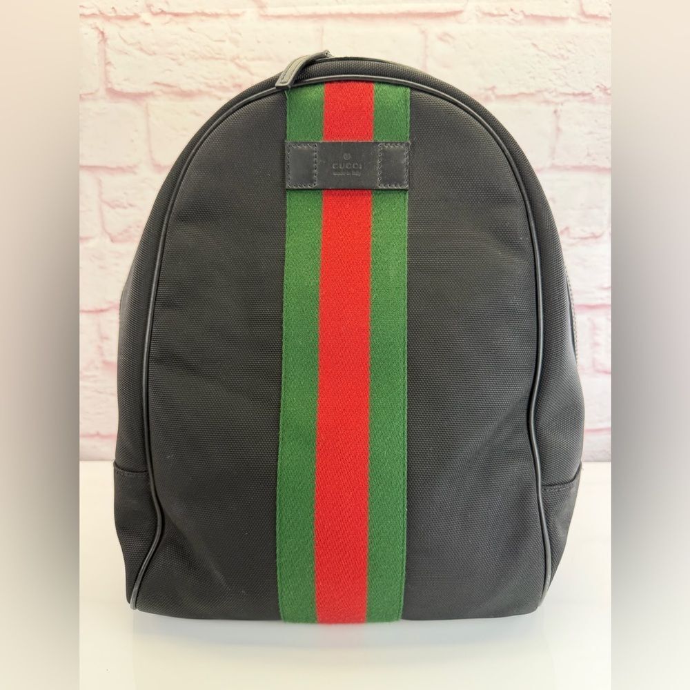 Gucci Sherry Line Web Canvas Black Stripe Backpack